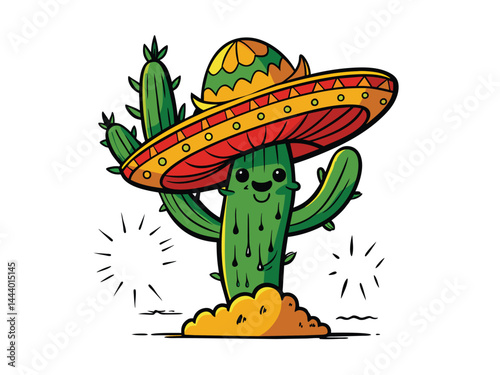 vector illustration of a cactus in a pot