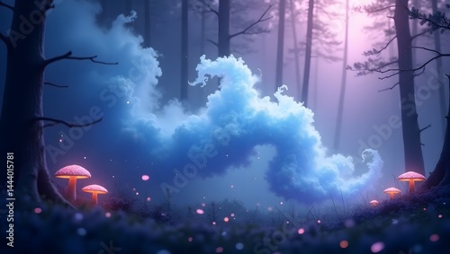 fantasy landscape with trees and clouds
