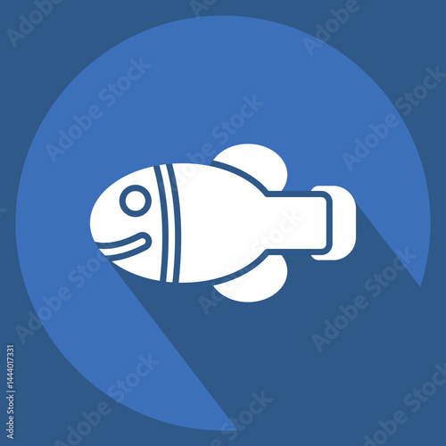 Icon Hawai State Fish. related to Hawaii symbol. long shadow style. design editable