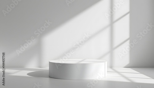 matte surface podium with shadow play, white background