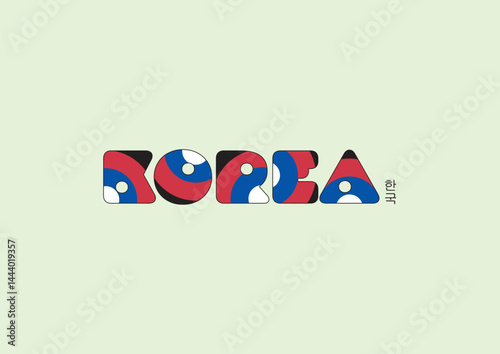 korea typography wordmark background vector design