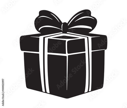 Cartoon gift box vector illustration. Classic gift box silhouette.