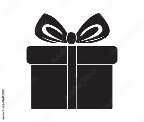 Cartoon gift box vector illustration. Classic gift box silhouette.