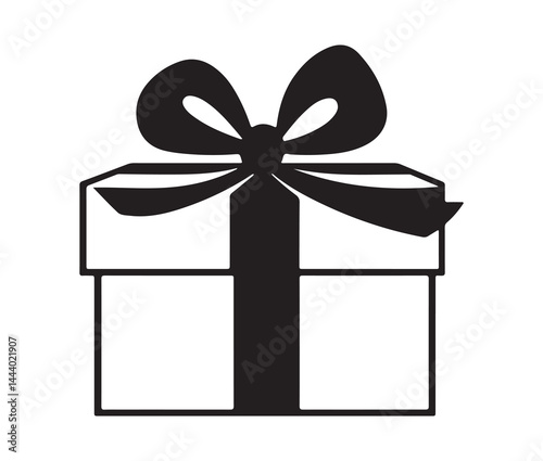 Cartoon gift box vector illustration. Classic gift box silhouette.