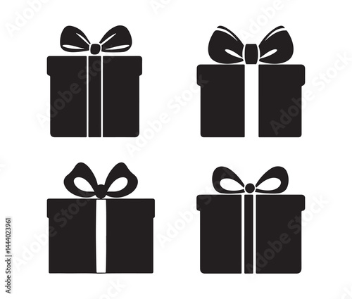 Set of vector gift boxes. Classic gift box silhouette.