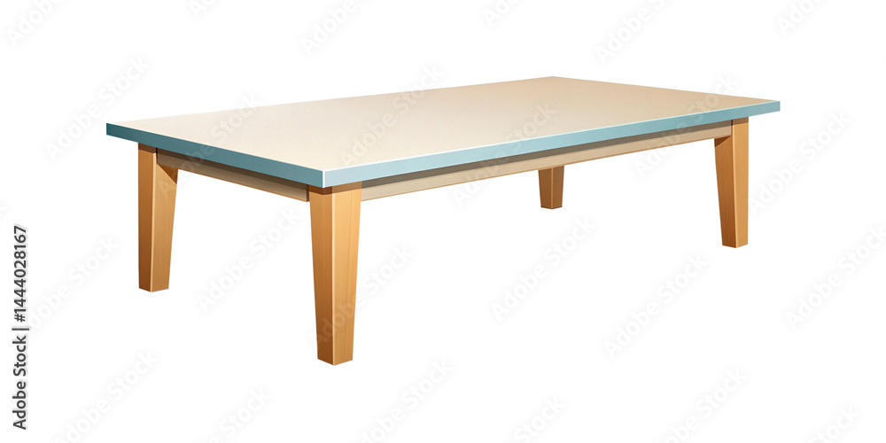 Fototapeta premium Illustration of a simple, cartoonish light beige rectangular table with four legs