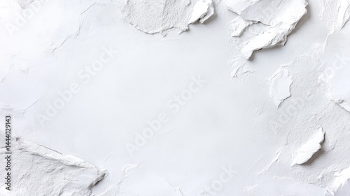 Textured white plaster, paint, or clay surface with a border of rough, uneven edges