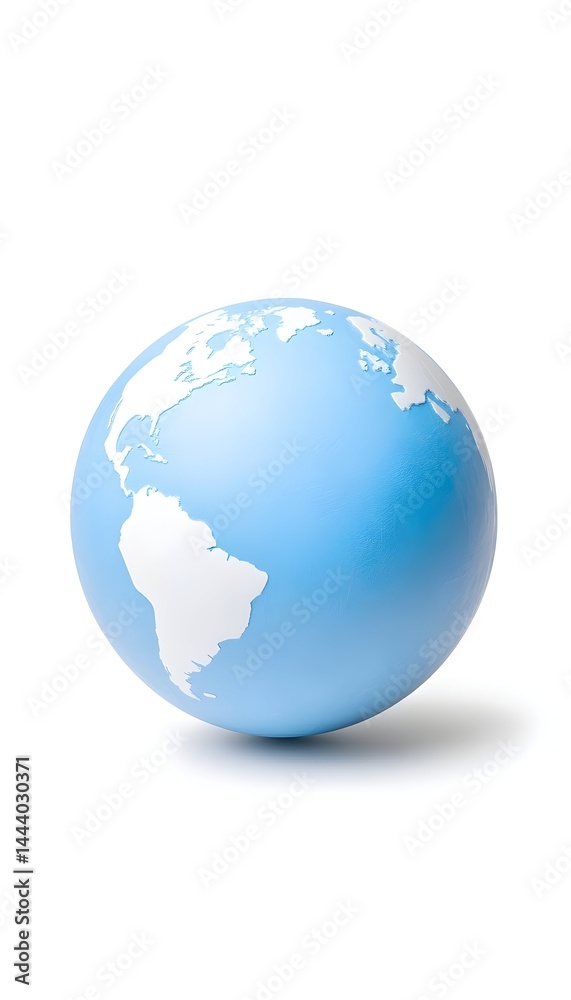 Light blue globe, continents subtly embossed, isolated on white Light blue globe, continents subtly embossed, isolated on white