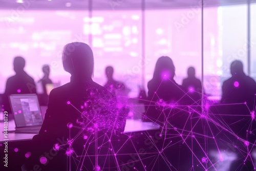 Wallpaper Mural Purple networking meeting, silhouettes of attendees. Torontodigital.ca