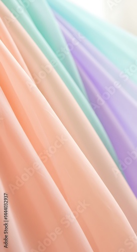 3D Multicolored Pastel Fabric Drapes photo