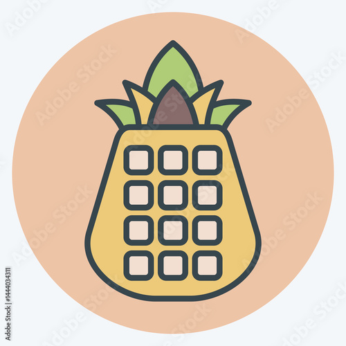 Icon Pineapple. related to Hawaii symbol. color mate style. design editable