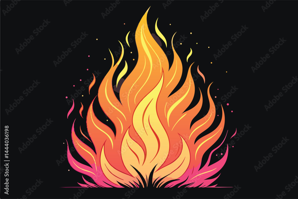 Create a vector illustration of an anime-style fire aura, featuring sharp, dynamic flames with vibrant color gradients.  Emphasis on detailed, pointed flame shapes.