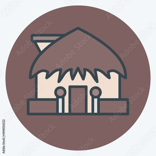 Icon Hut. related to Hawaii symbol. color mate style. design editable