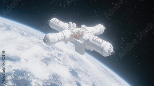 Space station orbiting Earth