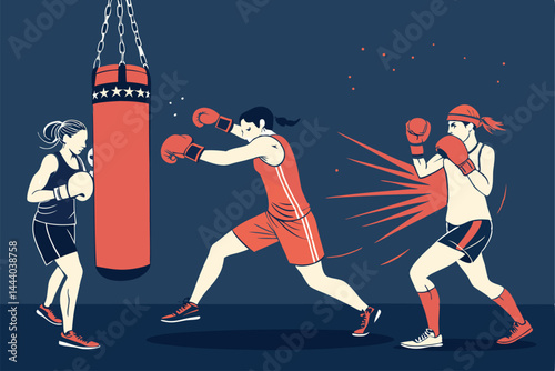 Design a vibrant banner promoting boxing and cardio training.  Feature powerful imagery of a boxer mid-workout, emphasizing fitness and strength.