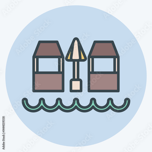 Icon Beach Bar. related to Hawaii symbol. color mate style. design editable