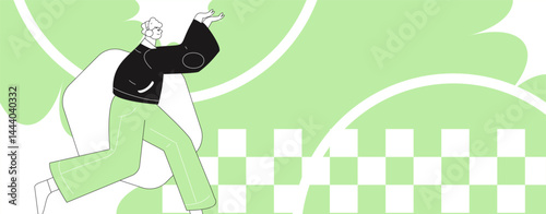 People exercising healthy running vector internet operation illustration
