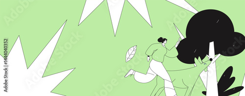 People exercising healthy running vector internet operation illustration
