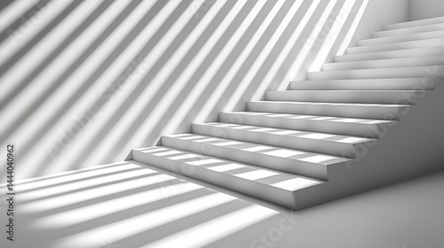 Modern white stairway with light shadows