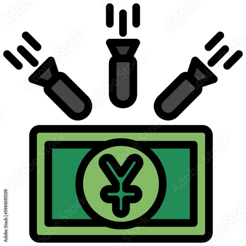 Embargo mini illustration colored outline icon, use for trade wars, economy, business, finance, economic competition, UI, UX kit, app and web development, digital or print.