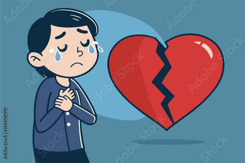 A dramatic close-up of a character clutching their chest, eyes closed, conveying intense emotional heartbreak and sorrow.  The pose should emphasize pain and vulnerability.