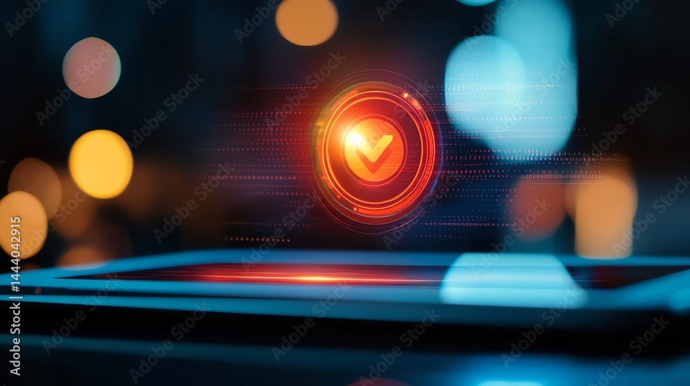 A glowing notification icon signaling a new customer inquiry on a tablet screen.