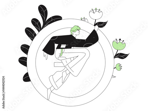 People exercising healthy running vector internet operation illustration
