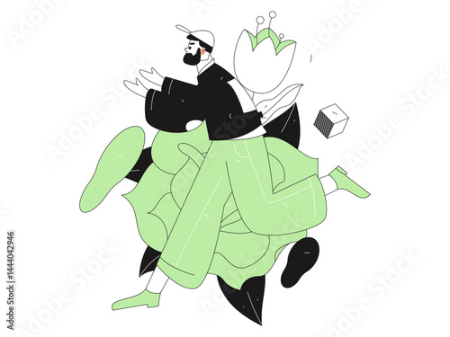 People exercising healthy running vector internet operation illustration
