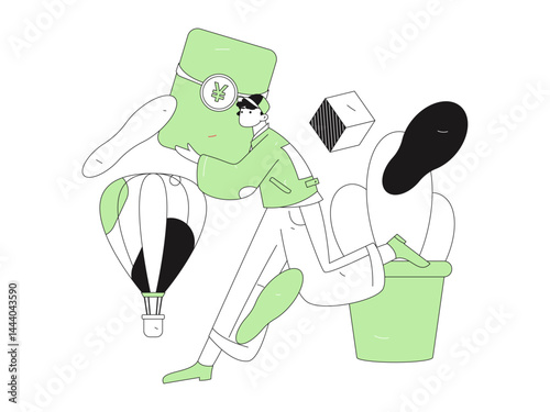 People exercising healthy running vector internet operation illustration
