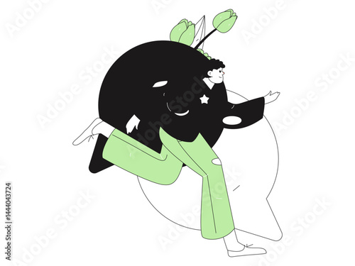 People exercising healthy running vector internet operation illustration
