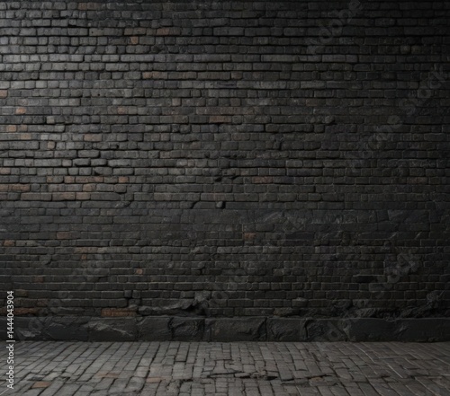 Black grunge brick wall, deeply textured, decaying mortar, bleak atmosphere , vintage, industrial, aged
