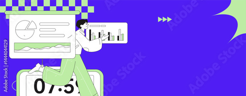People exercising healthy running vector internet operation illustration
