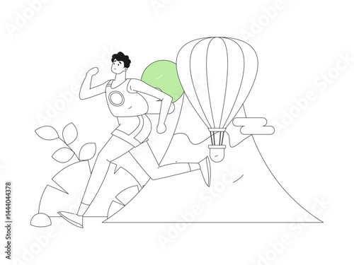 People exercising healthy running vector internet operation illustration
