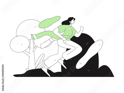 People exercising healthy running vector internet operation illustration
