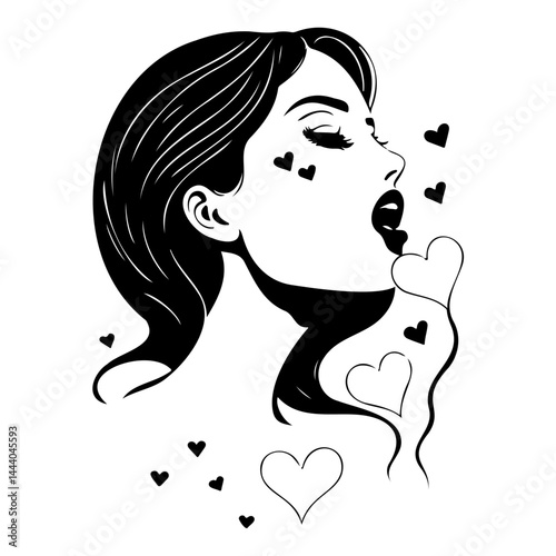 Enigmatic female silhouette evoking emotions of love and longing in monochrome