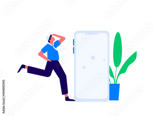 People exercising healthy running vector internet operation illustration
