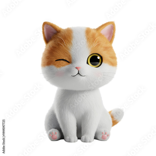 Cartoon Cat Winking Cute Furry Pet Illustration