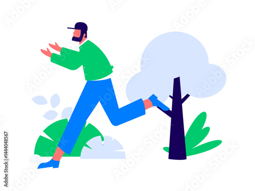 People exercising healthy running vector internet operation illustration
