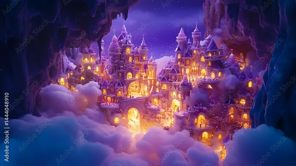Obraz premium Fantasy city floating in clouds