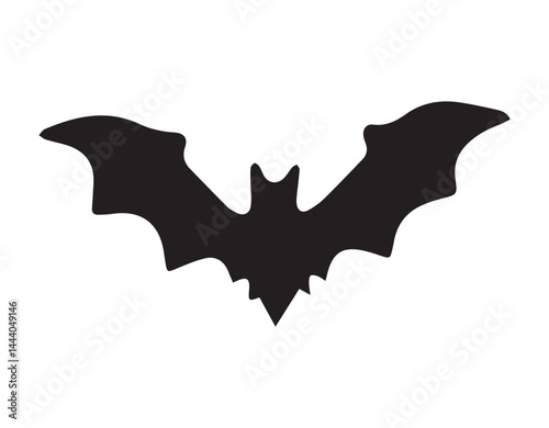 Black Bat Silhouette Vector – Flying Halloween Bat Clipart for Spooky Design and Decoration