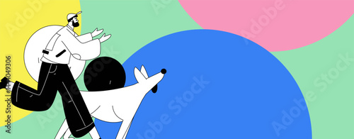 People exercising healthy running vector internet operation illustration
