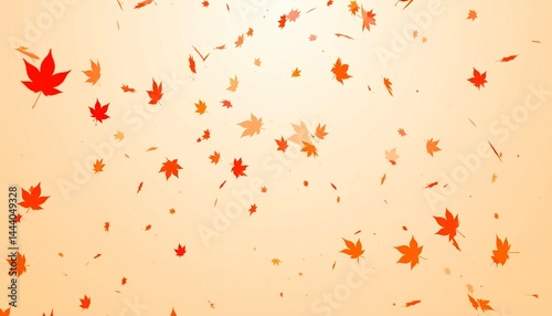 Orange fall colorful leaves flying falling effect