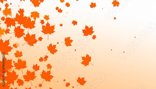 Orange fall colorful leaves flying falling effect