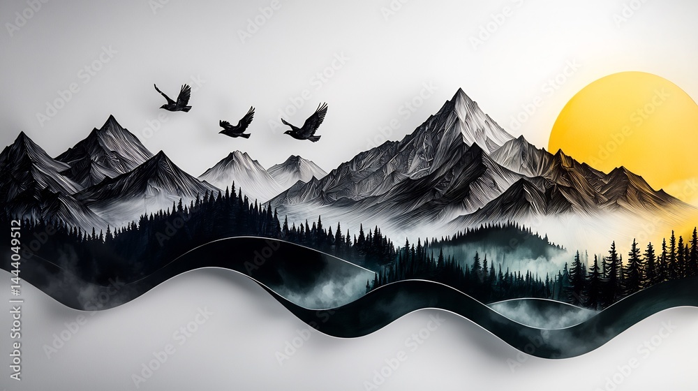 Fototapeta premium Mountain Landscape Artwork