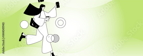 People exercising healthy running vector internet operation illustration
