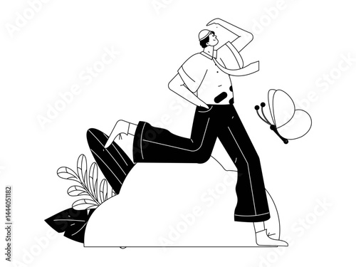 People exercising healthy running vector internet operation illustration
