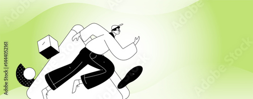 People exercising healthy running vector internet operation illustration

