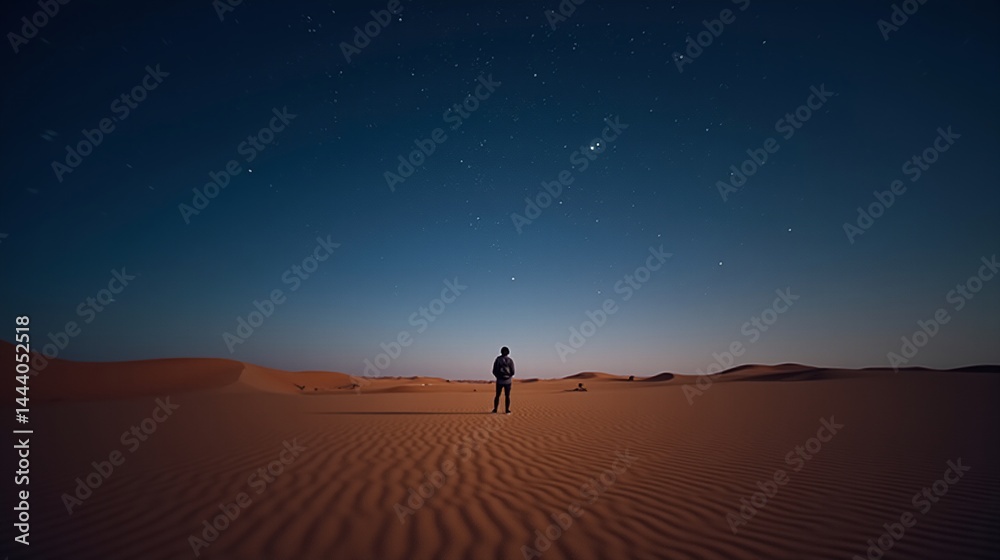 Fototapeta premium Infinite Sands: The Lone Wanderer