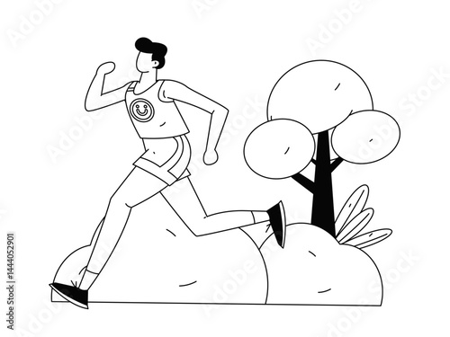 People exercising healthy running vector internet operation illustration
