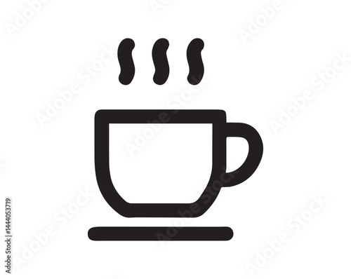 Hot Coffee Cup Icon – Minimalist Steam Mug Silhouette Vector Design